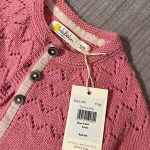 NWT Baby Boden Pink Cardigan
